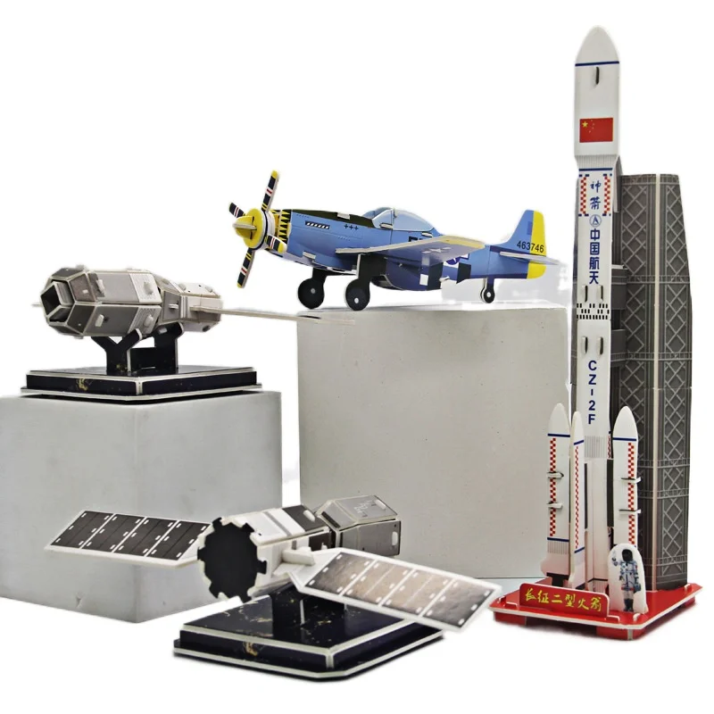 

DIY 3D Jigsaw Puzzle Satellite Airplane Rocket Manual Assembly Intelligence Development Children's Early Education Toys