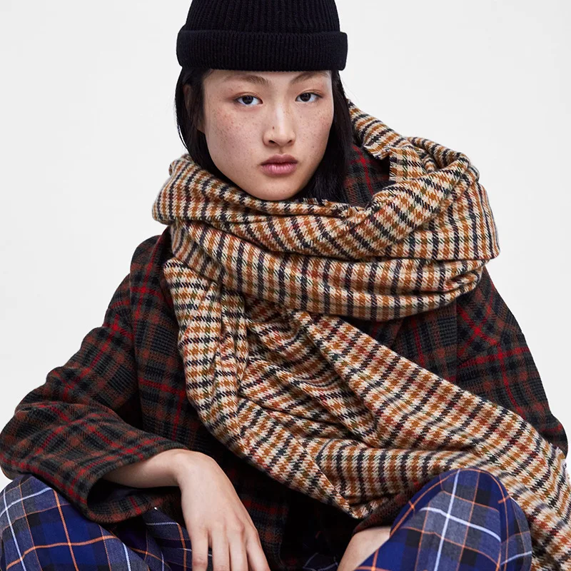 Новый кашемировый шарф в клетку с рисунком риса Карри кило осенний и зимний