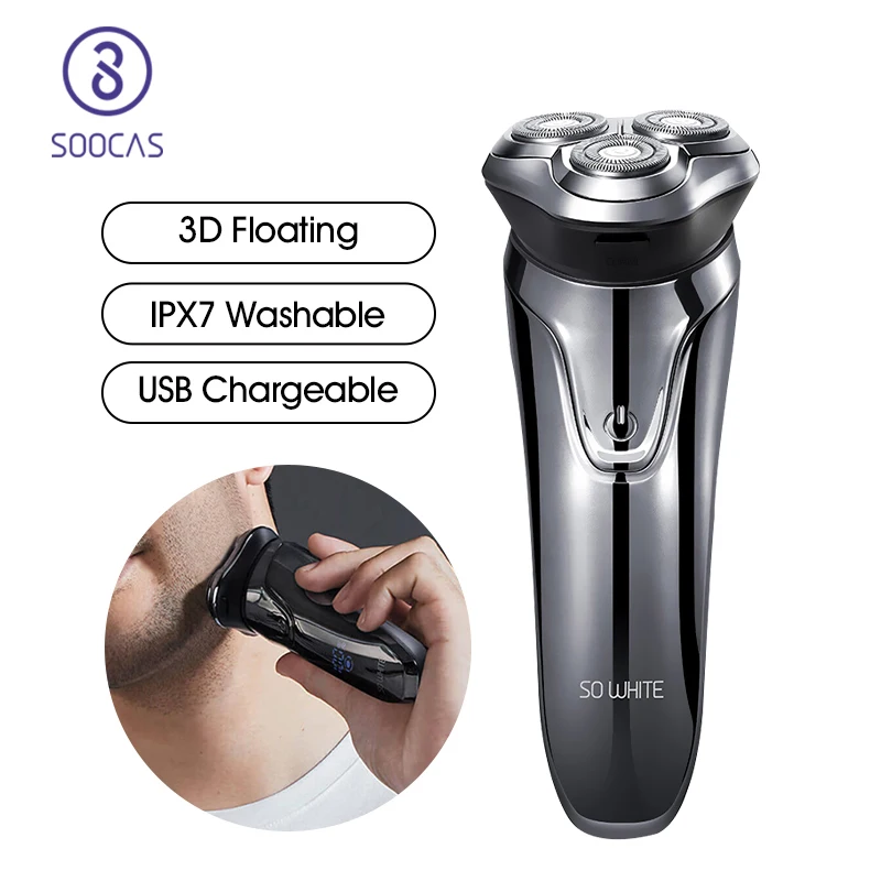 

SOOCAS SO WHITE ES3 Electric Shaver PINJING Shaving Machine LED Digital Display Razor Rechargeable 3D Trimmer Beard Men Washable