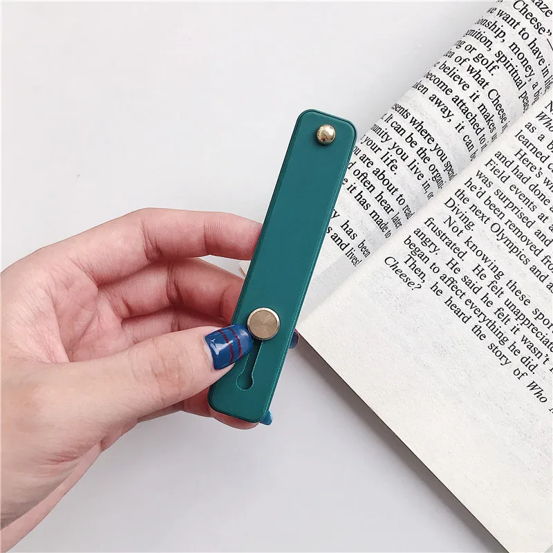 Dark green Одноцветный браслет на запястье, рукоятка на палец, держатель для мобильного телефона, подставка, пуш-ап, универсальное гнездо-держатель для телефона для iphone - Цвет: Dark green