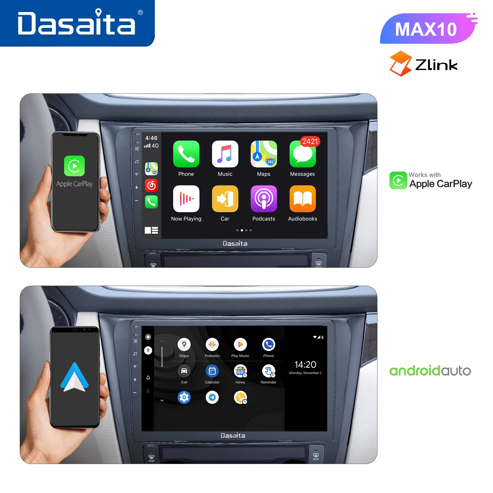 Автомобильный радиоприемник Dasaita 10 2 дюйма 1 Din для Nissan X-Trail Xtrail T32 Qashqai j11 2014-2019 Android 11