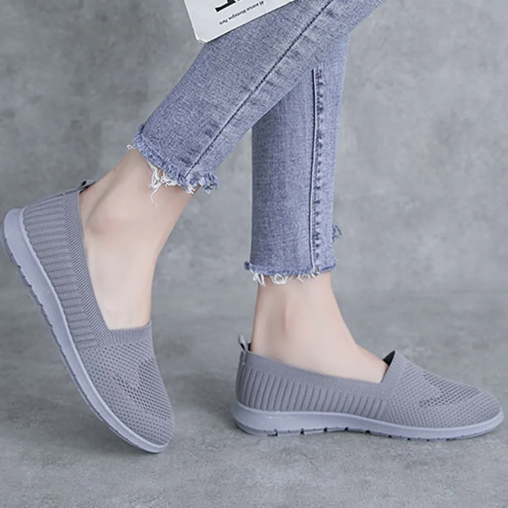 Дышащие легкие лоферы мягкая обувь для женщин сетчатая на плоской подошве без