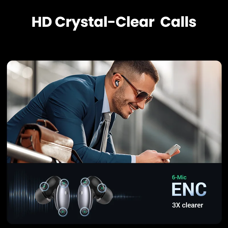 Беспроводные наушники Ugreen HiTune X6 Bluetooth 5 1 TWS наушники-вкладыши ANC 35 дБ гибридные с