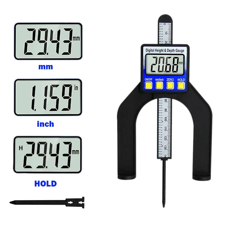 

Digital Depth Caliper height gauge LCD Digital Tread Depth Gauge Magnetic Self Standing Aperture 0-80mm For Router Tables Woodwo