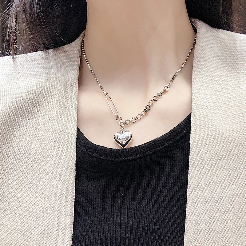 

925 Sterling Silver Elegant Love Heart Female Short Pendant Necklaces Chains No Fade Bridal Wedding Ceremony Propose Jewellery