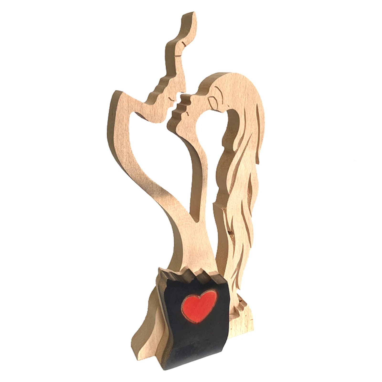 

Wooden Sculpture Bedroom Kissing Wood Figurine Shelf Kiss Statue Heart