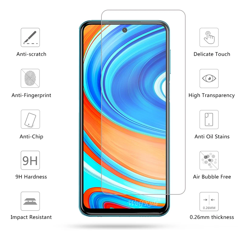 2 piezas de vidrio para Redmi Note 9 Pro Max Protector de pantalla de vidrio templado pel&iacute;cula protectora de tel&eacute;fono para Xiaomi Redmi Note 9 Pro Max Glass-1