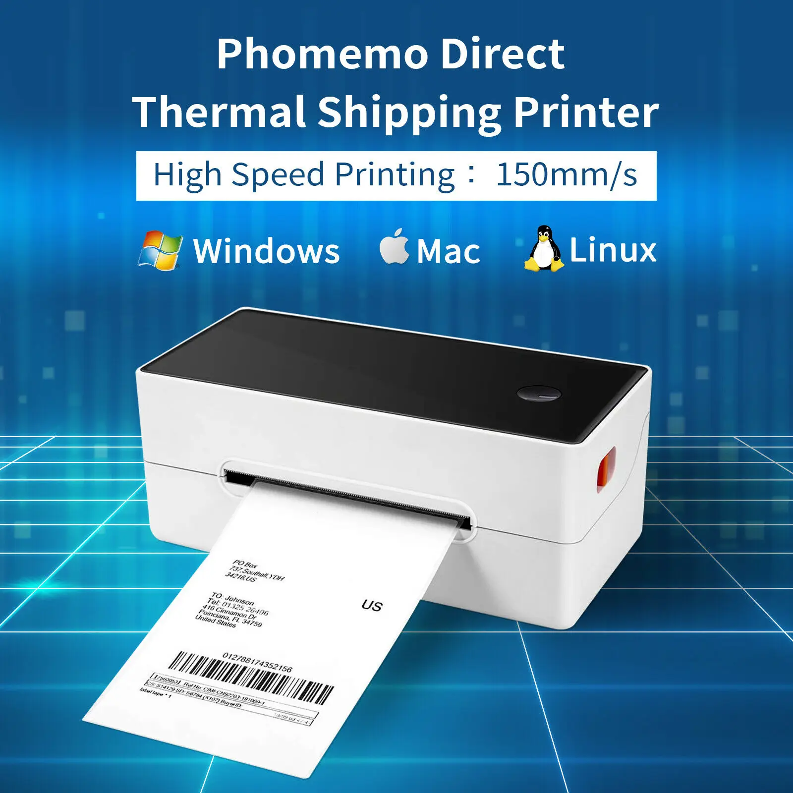 

Phomemo принтер этикеток 4x6 высокоскоростной термальный принтер штрих-кода с бумагой и USB