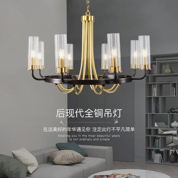 Постмодернизированная золотистая/черная светодиодная люстра скандинавский