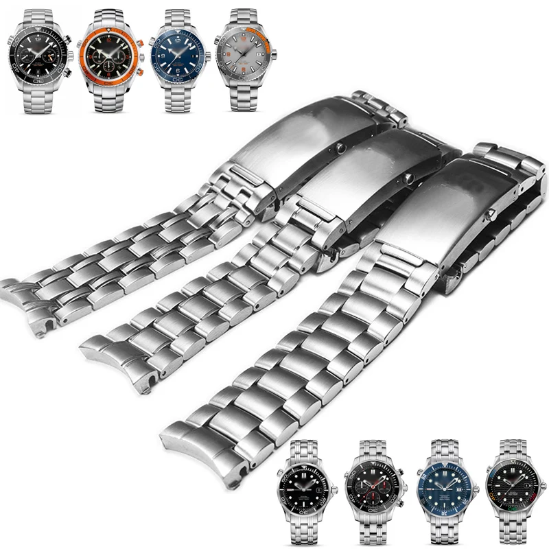 Ремешок для часов Omega SEAMASTER 300 600 однотонный браслет из нержавеющей стали с