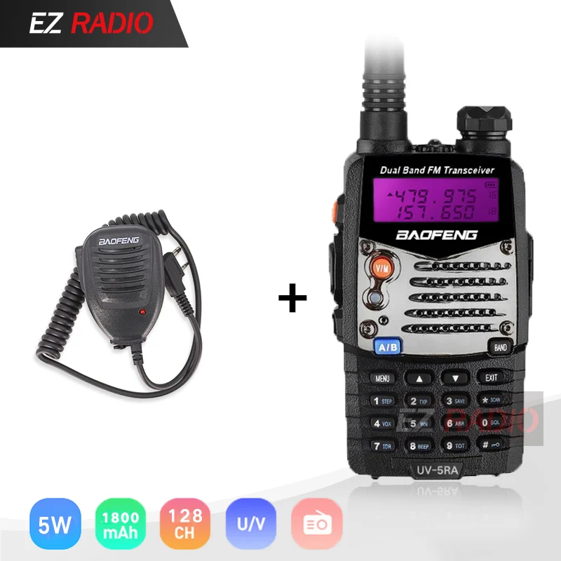 B-Microphone Портативная рация Baofeng UV-5RA портативная CB радио UV5RA 136-174 МГц и 400-520 МГц baofeng UV-5R обновление UV 5RA радиостанции UV5R - Цвет: B-Microphone