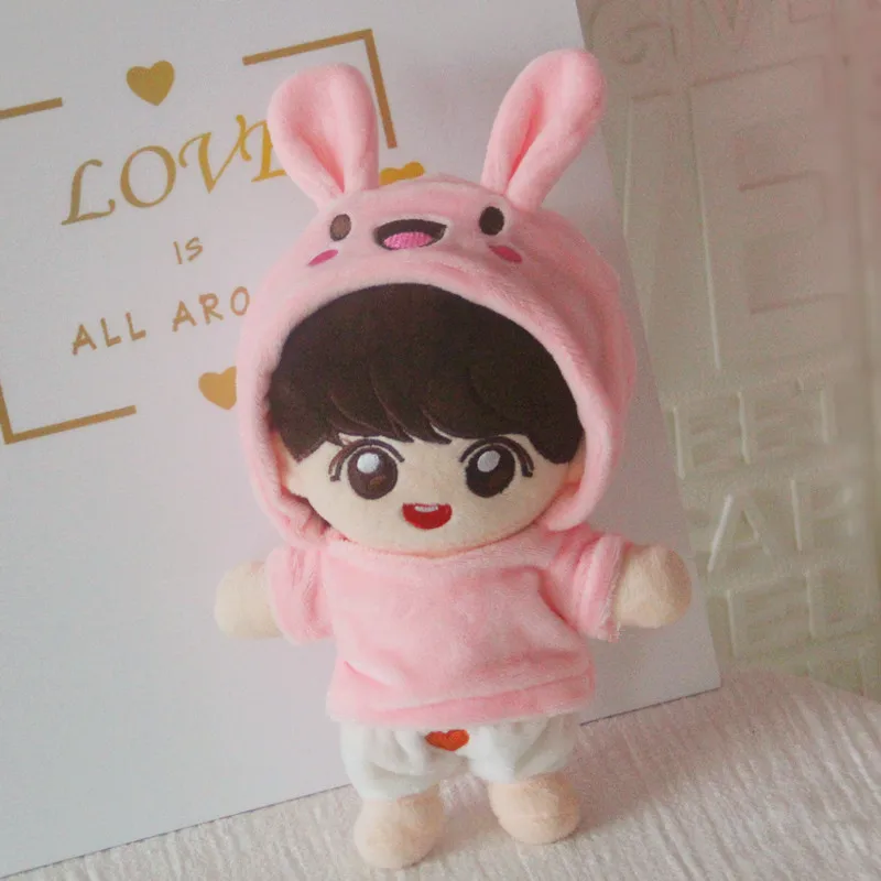 

20cm Kawaii Cute Plush Baby Doll Clothes Korea Cartoon Toy Doll Suit Clothes Hat Sweatshirt Accessory Fans Gifts Collection Hot