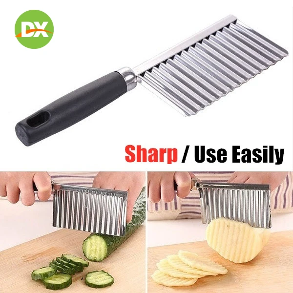 High Quality Stainless Steel Potato slicers Wavy Edged cutter Plastic Handle Kitchen Gadget potato slicer cucumber |