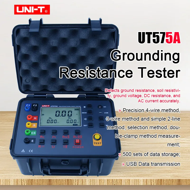 

UNI-T UT575A Digital Double Clamp Grounding Resistance Tester 0.01Mohm~30Kohm ground resistance/soil resistivity meter