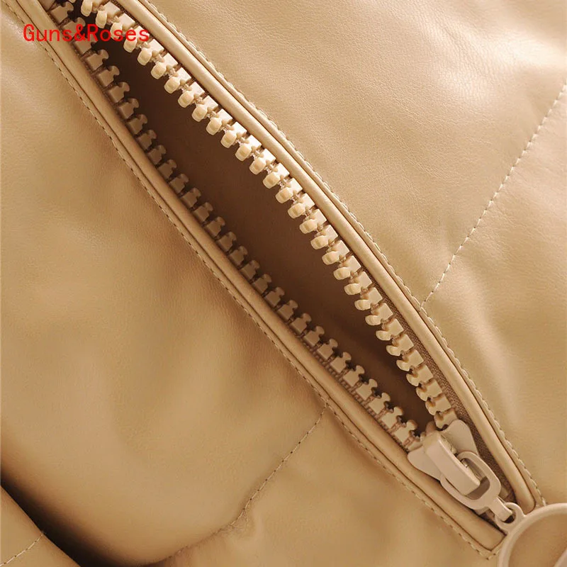 

Women's Spring Jacket Fashion Thick Warm Faux Leather Padded Jacket Coat Vintage Long Sleeve Jackets For Women 2021