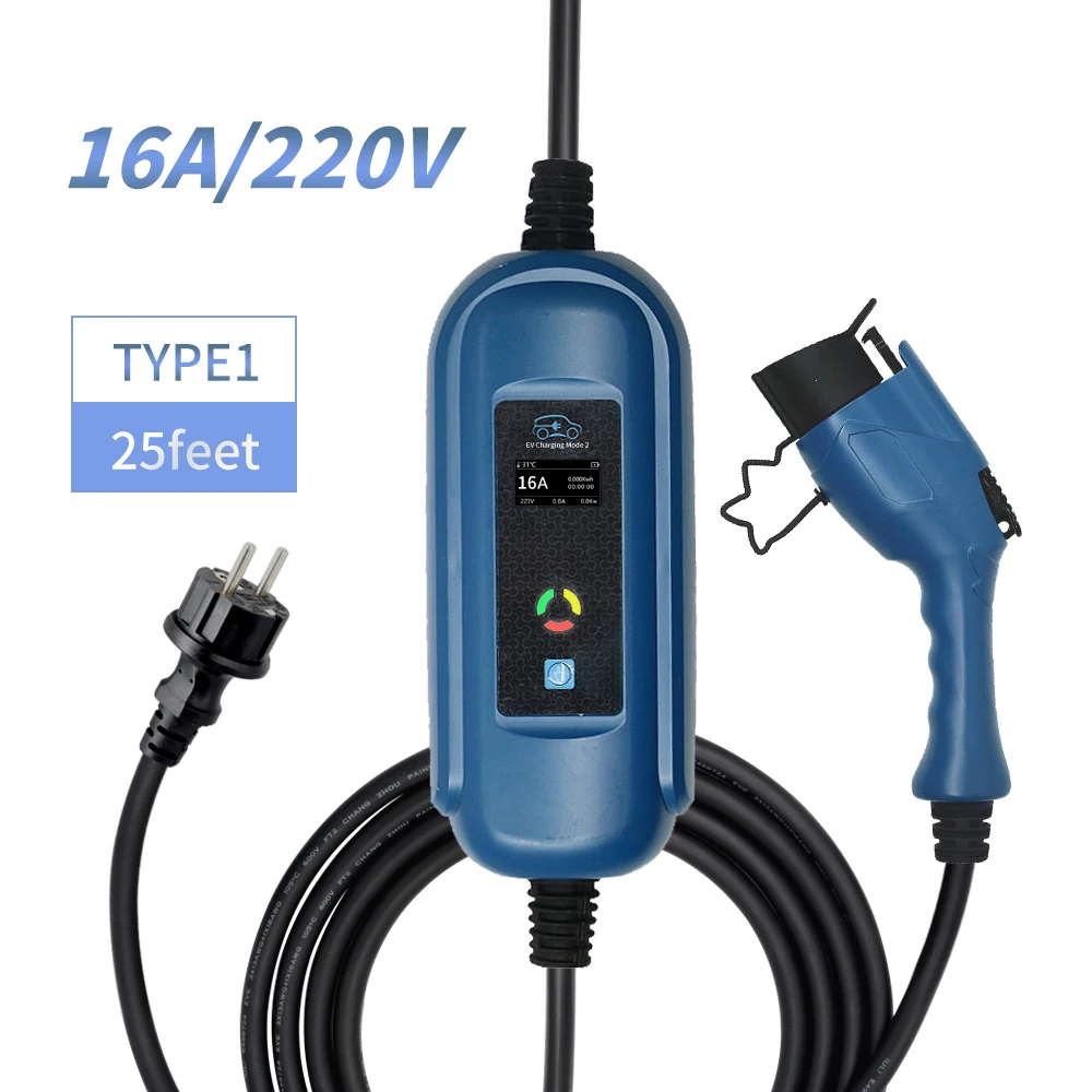 EVSE тип 1 портативная зарядная коробка для электромобиля кабель переключаемый ток