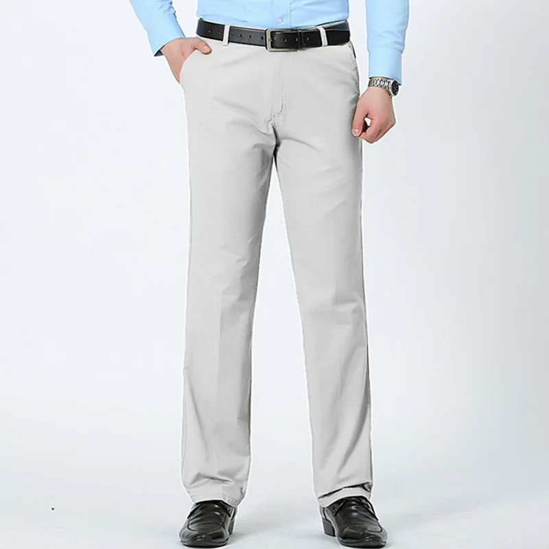 

Men's Casual Pants Cotton Long Straight Loose Men Trousers Business Thin Solid Pants Comfortable Middle-aged Father Summer Mid