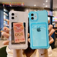 luxury clear soft card bag phone case for iphone 11 13 pro max 12 mini x xs max xr 6 7 8 plus se 2020 transparent back cover