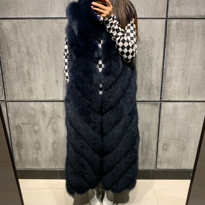 Натуральный меховой жилет длинный женский натуральный Лисий мех | Женская одежда