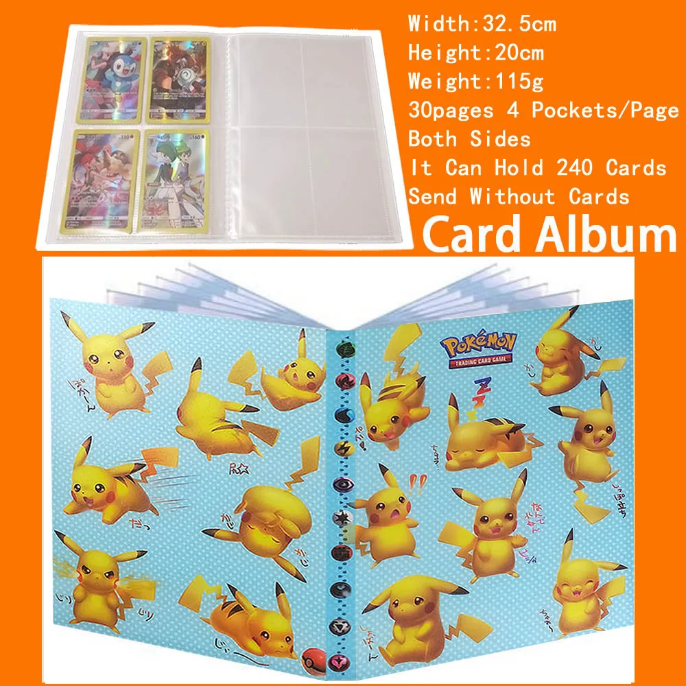 Альбом для покемонов 4 кармана 240 дюйма книга игр папка с загруженным списком