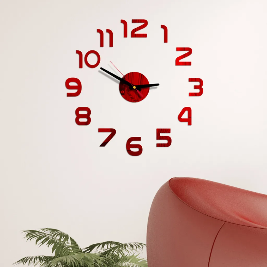 Настенные 3d часы сделай сам с зеркальной поверхностью наклейки акриловые для