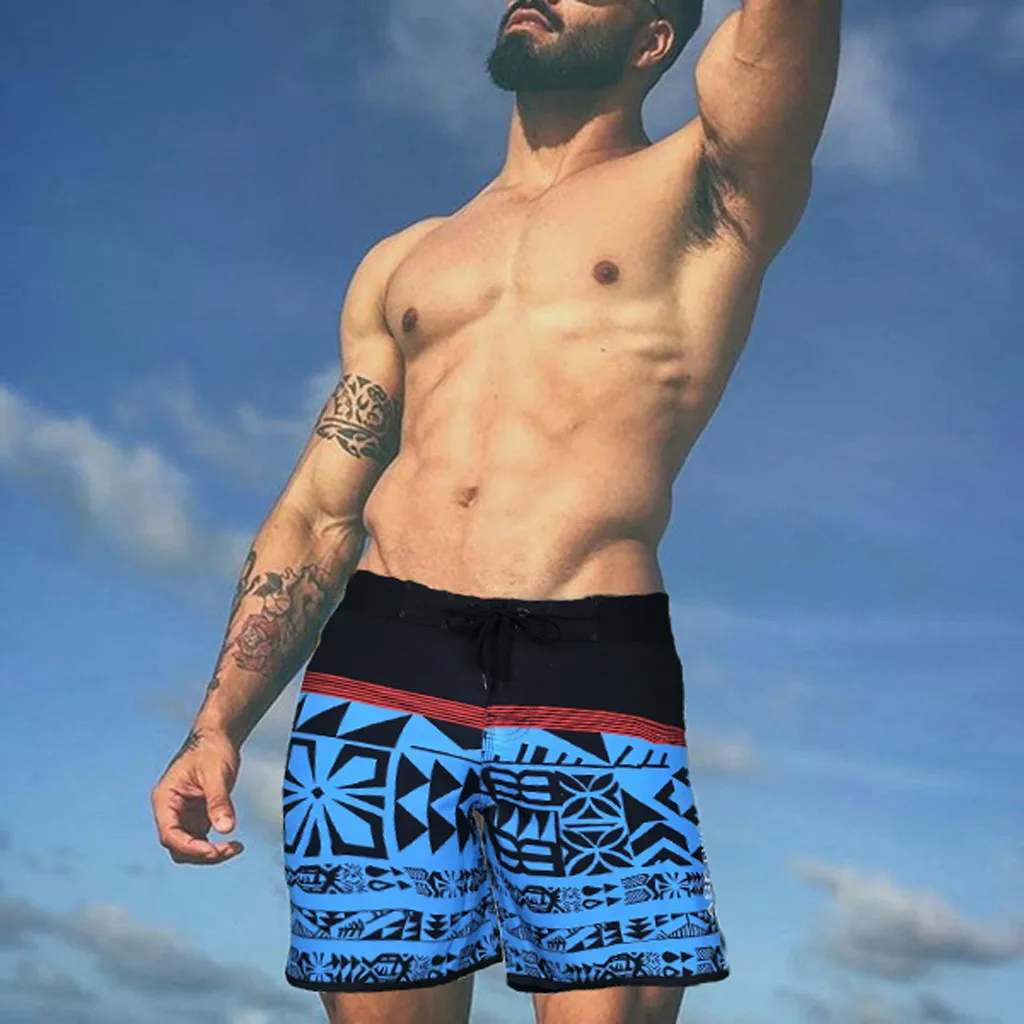 Мужские пляжные шорты с принтом быстросохнущие для бега одежда плавания