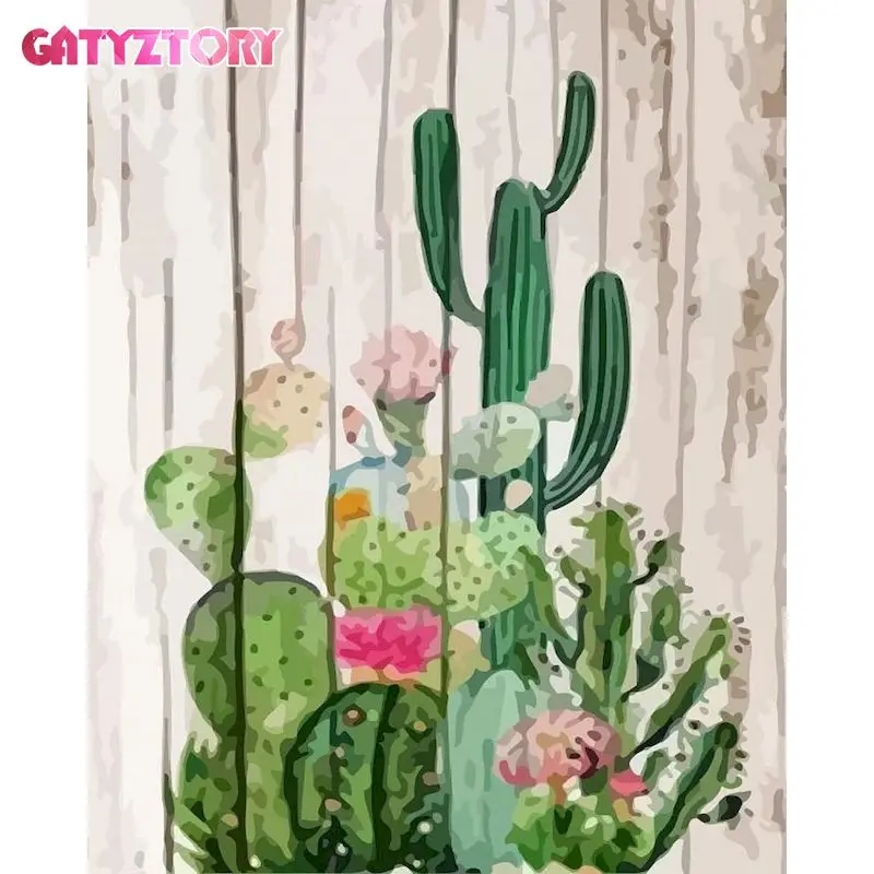 

GATYZTORY Diy Painting By Numbers Cactus Flowers Coloring By Numbers Landscape Handpainted Acrylic Canvas Paint Diy Gift