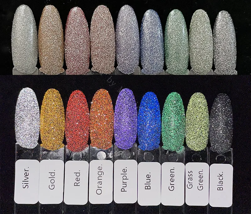 9 Цвета украшенные сверкающим бриллиантом для ногтей порошок тестер лазерного