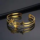 Модные индивидуальные браслеты из нержавеющей стали с надписью и именем для женщин и мужчин, индивидуальные золотые браслеты-манжеты с надписью Love, очаровательные ювелирные изделия