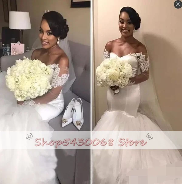 Элегантные Свадебные платья с длинным рукавом кружевные аппликации открытыми