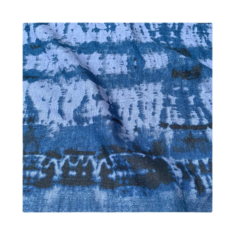 

Width 55" Chinoiserie Blue Tie Dye Printed Linen Fabric By The Half Yard For Dress Shirt Fashion Hanfu Material