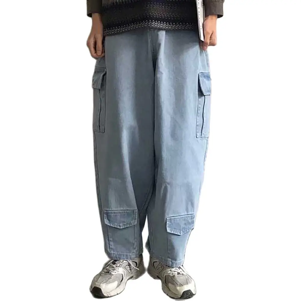 New Fashion Cargo Jeans Men and Women Casual Denim Pants Hiphop Harem Trousers Straigth Loose Baggy Streetwear Jeans Clothing