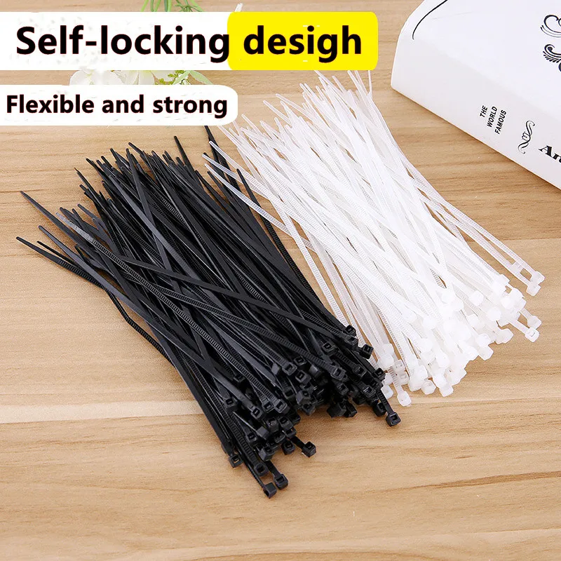 

Самоблокирующийся пластиковый нейлоновый хомут 100 шт. черный 4x200кабельный хомут крепежный хомут ring3X150 хомут для кабеля застежка-молния набо...