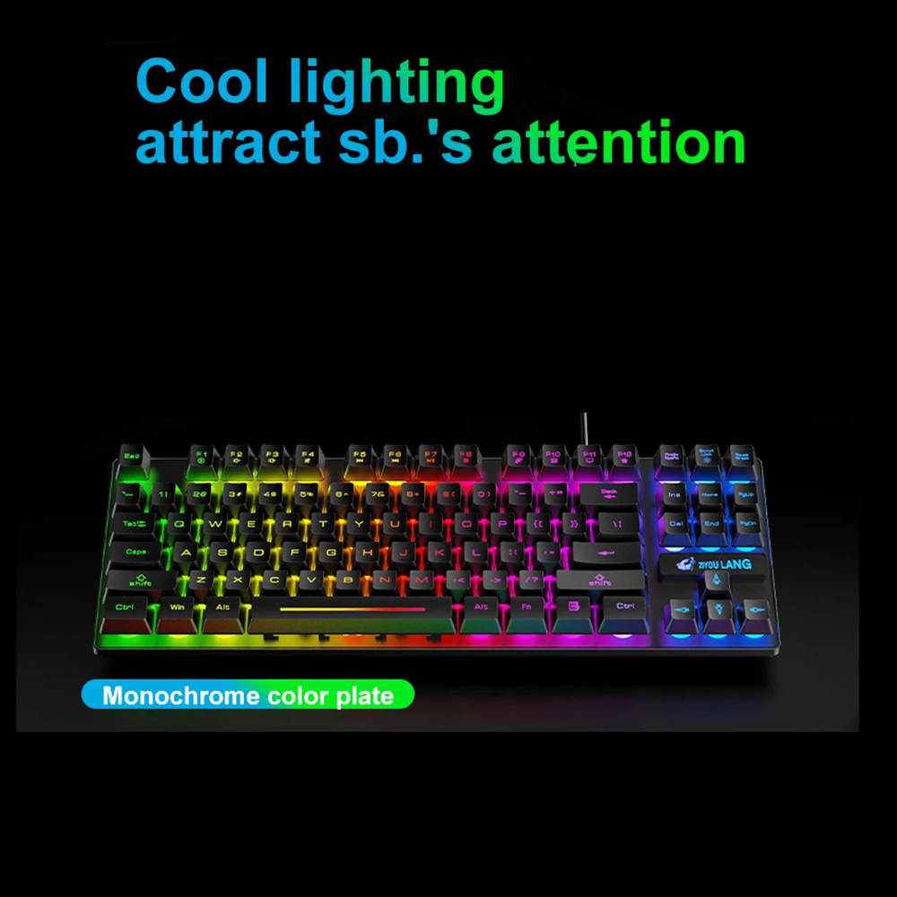 fashion seven color backlit keyboard k16 87 keys 12 multimedia keys for pc laptop gaming free global shipping