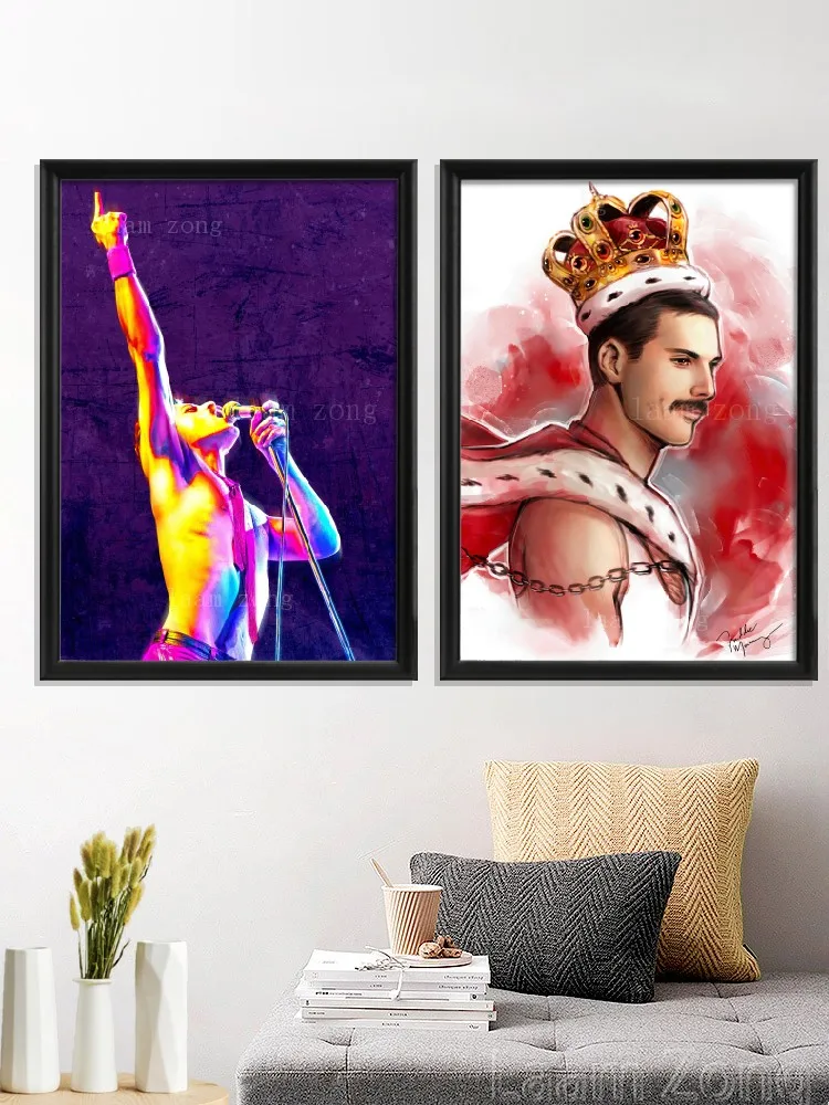 

Freddie Mercury Social Group Queen Portrait Music Poster Wall Stiker Decor Room Gift Art Silk Prints Home