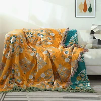 northern europe all cotton flower living room coverlet travel breathable chic large throw blanket high quality nap sofa cover
