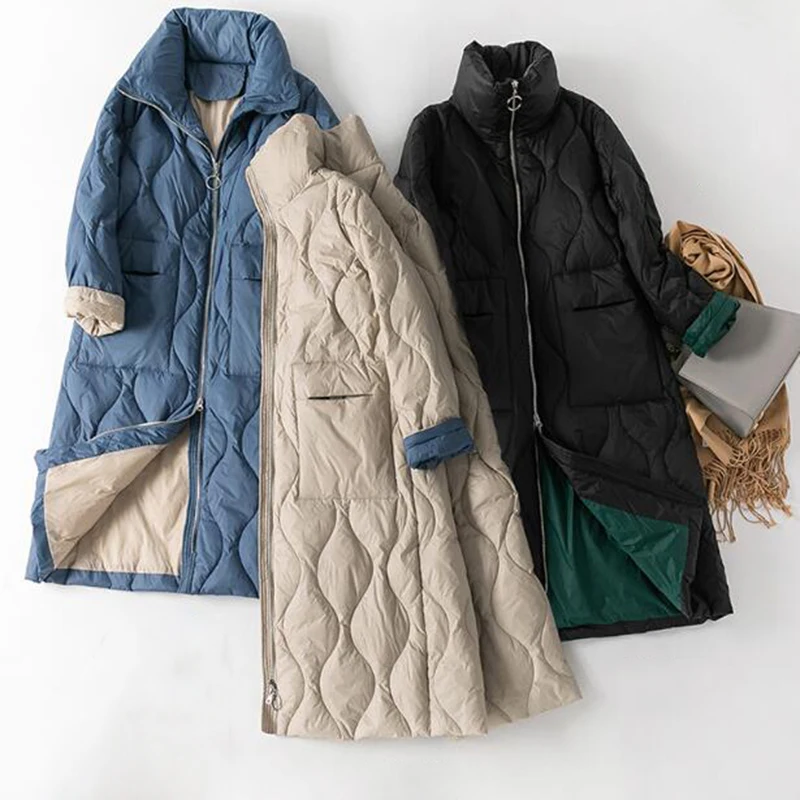 Пуховик женский зимний длинный на утином пуху ED1206 | Женская одежда