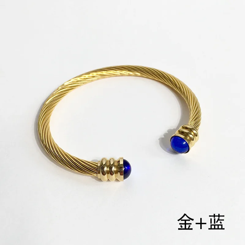 

Hot sell titanium steel women's bracelet rose gold and silver jewelry simple color open steel wire wholesale C-shape Bracelet