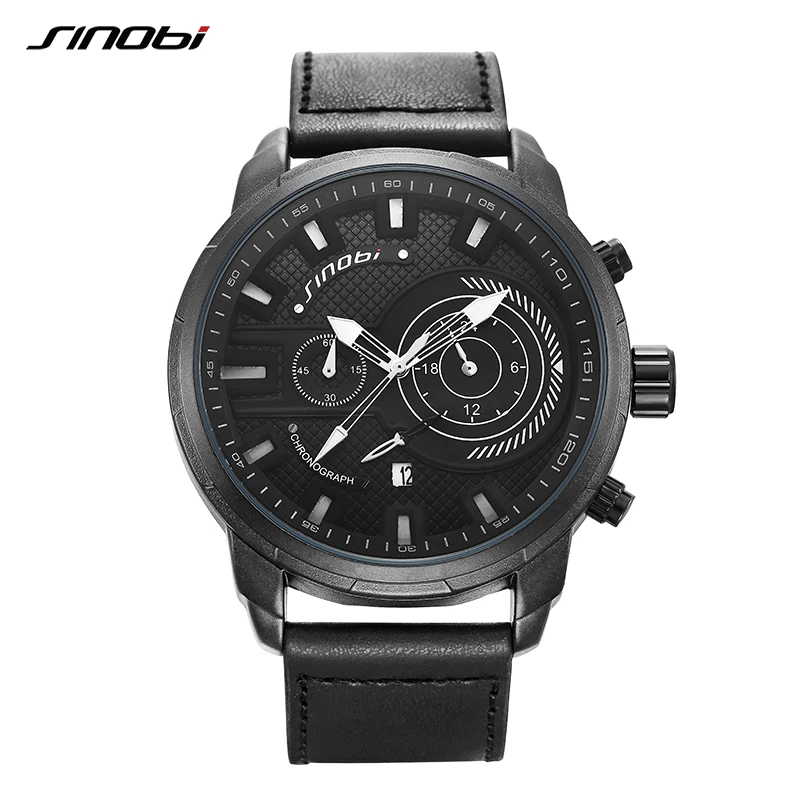 Модные мужские часы SINOBI Роскошные водонепроницаемые светящиеся японские