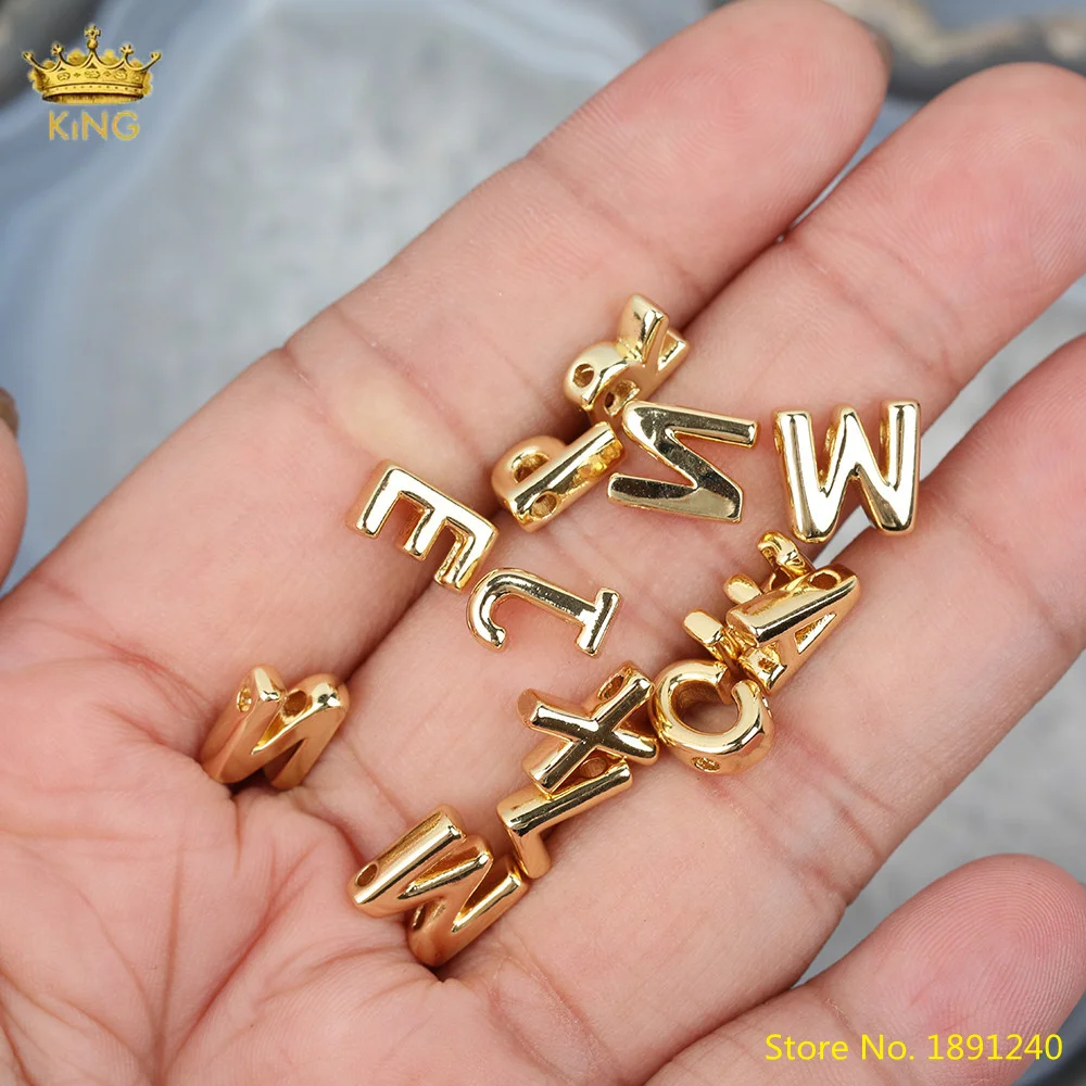

10pcs Gold 26 Capital Letter Pendant Necklace Jewelry,Gold Copper A-Z Simple Letter Charms For Women DIY Jewelry Making Findings