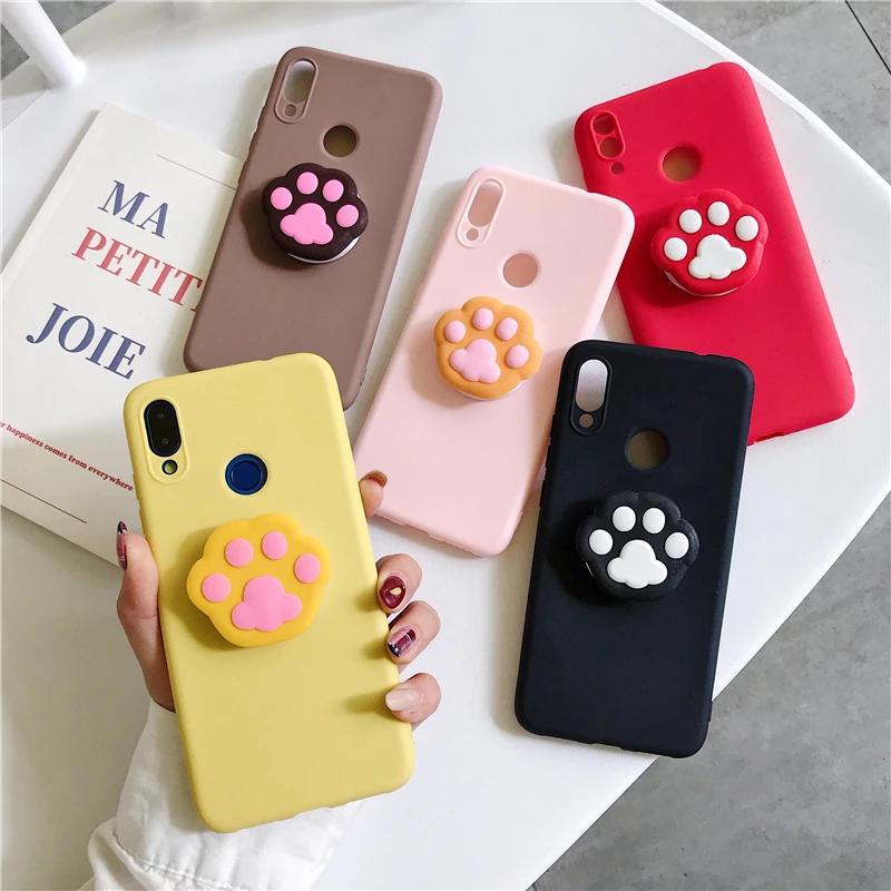 

Candy Case Cat Dog Paw Holder Soft Cover For Xiaomi Mi Poco X2 F2 M2 X3 M3 C3 F3 Redmi K20 K30 K30i K30s K40 Ultra Go S2 10X Pro