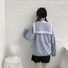 QWEEK, толстовка с матросским воротником, Женская милая Темно-Синяя толстовка на молнии, японский стиль, куртка JK на молнии, мягкая униформа для девушек, школьная одежда