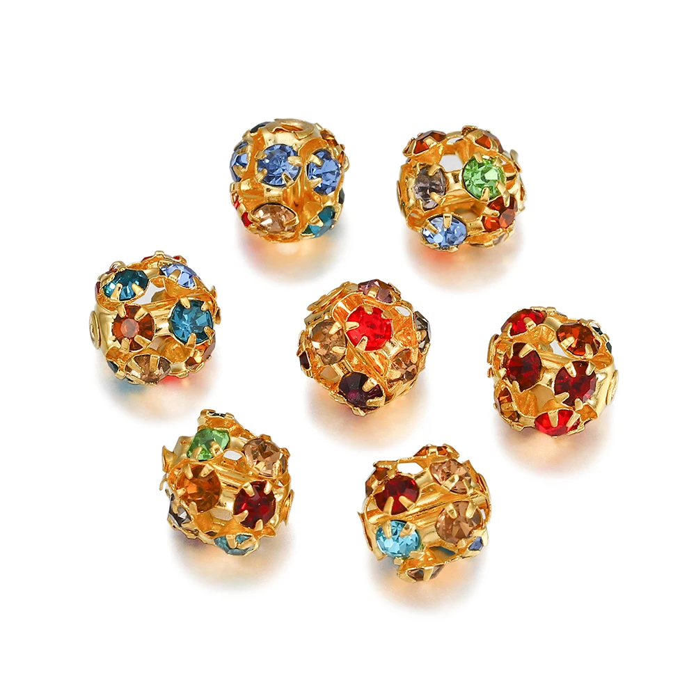 30 шт./лот 6-10 мм бусины с металлическим покрытием и стразами разделительные со для