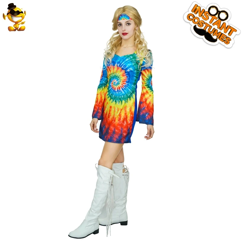 Костюмы хиппи для мужчин и женщин на Хэллоуин ролевых игр в стиле с цветами