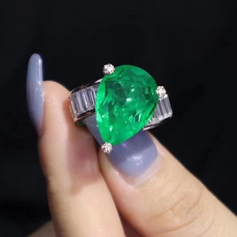 

Luxury 100% 925 sterling silver with big green/red stone Created esmeraldas Ruby Gemstones Emerald Ring Wedding Rings 2021