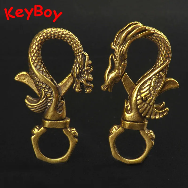 Винтажные медные брелоки в виде дракона Феникса для пар безделушки латунные с