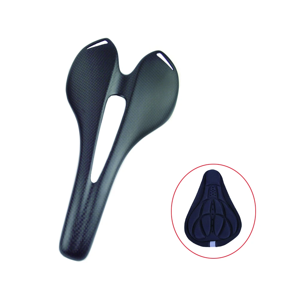 

Ultralight 3K full carbon fiber bicycle saddle road mountain bike bicycle carbon saddle matte/gloss bicycle seat cushion 270*143