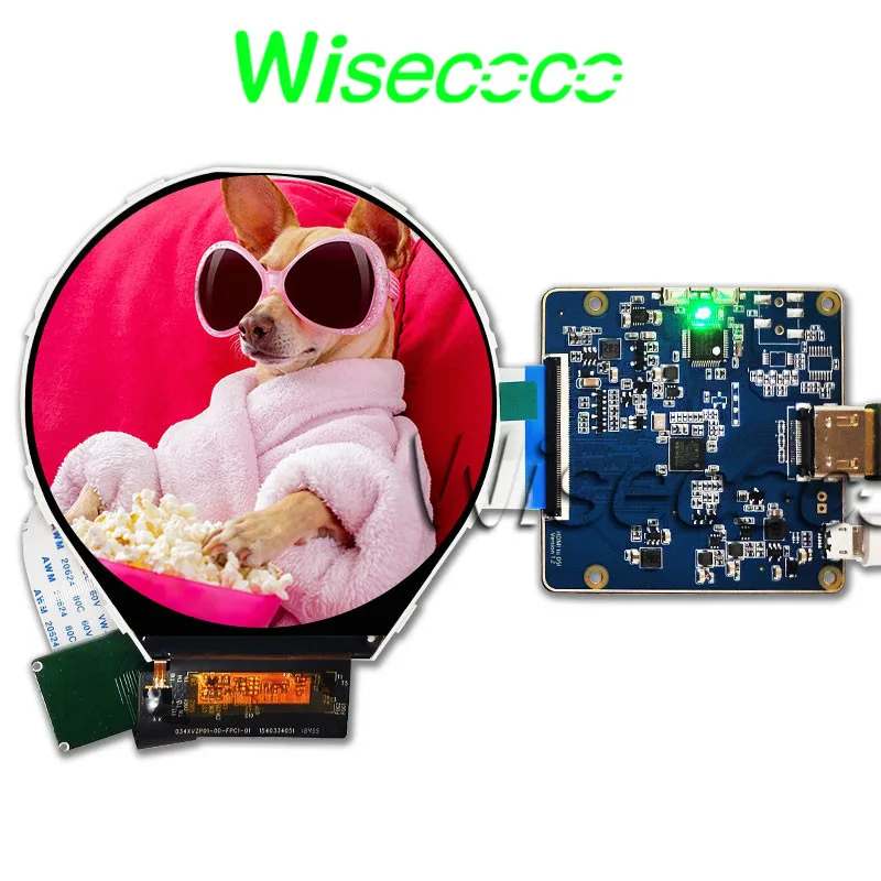 

Wisecoco 3.4 inch 800x800 Round Circuilar IPS TFT LCD Screen MIPI Driver Board For Raspberry Pi Display DIY Project