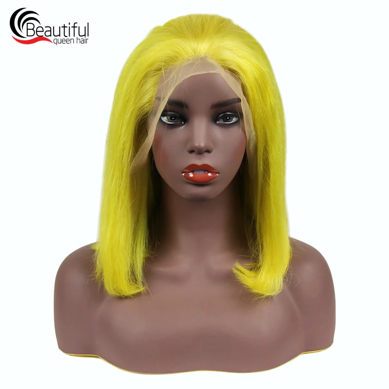 Короткие прямые боб Синтетические волосы на кружеве парик 13x4 фронтальная их