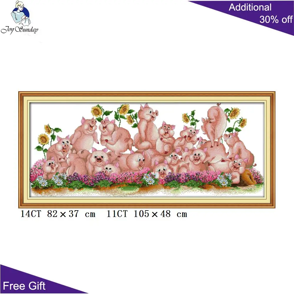 Joy Sunday Свинья Семья Вышивка крестом D558 14CT 11CT штампованные и счетные украшения
